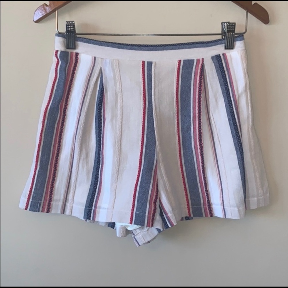 Cream Striped Paperbag Shorts - Picture 3 of 4